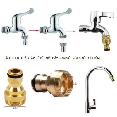 Bộ dây vòi xịt nước rửa xe,tưới cây .tăng áp 3 lần,loại 3m,5m 206701 đầu đồng,cút nối nhựa vàng+ tặng mở chai
