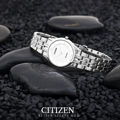 Đồng Hồ Nữ Citizen Siêu Mỏng Dây Thép Không Gỉ EG3220-58A - Mặt Trắng (Sapphire)