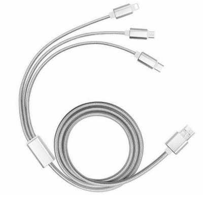 Cáp Sạc 3 Đầu Đa Năng Cho Samsung, Xiaomi, iPhone, iPad – Hàng Chính Hãng