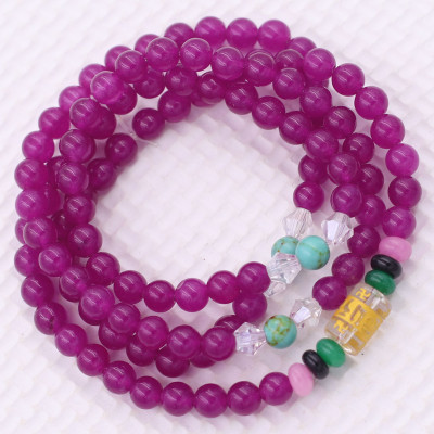 [Mệnh Hỏa, Thổ] Bộ Vòng Chuỗi, Tràng Hạt 108 Hạt 6 Ly Đá Thạch Anh Hồng Đậm Charm Lục Tự Chân Ngôn - Tràng Chuỗi Niệm Phật - An Yên - Thịnh Vượng - May Mắn - Tài Lộc