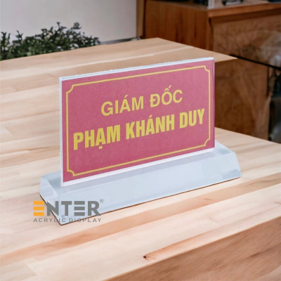 Kệ mica 2 mặt Enter E17A LR 8.5x15cm,đế 5.5x17cm dày 20mm vát 4 cạnh