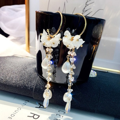 Bông tai chuỗi ngọc trai pha lê sang trọng