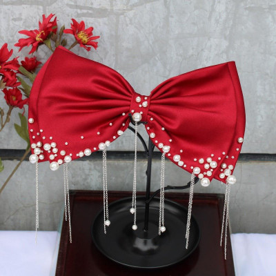 Nơ to đính hạt cài tóc cô dâu trend mùa cưới 2021 2022 Giangpkc 15cmx25cm