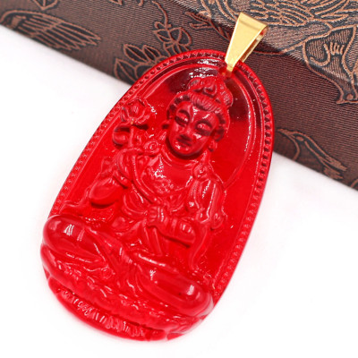 Mặt dây chuyền Đại Thế Chí Bồ Tát thủy tinh đỏ 3.6cm MFBO4 - phật bản mệnh tuổi Ngọ - Mặt size nhỏ