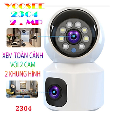 CAMERA IP WIFI YOOSEE 2304 - Hàng Nhập Khẩu - 2 MẮT 2 KHUNG HÌNH TRONG NHÀ (HIỆN 2 MÀN HÌNH ) , LED CHIẾU SÁNG ,