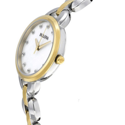 Đồng Hồ Nữ Bulova Đính Đá Swarovski Dây Thép Không Gỉ 98L208 - Mặt Xà Cừ