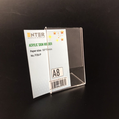 Kệ mica 1 mặt Enter F05-P 50x70mm A8 đứng, Kệ menu chữ L, Khung thông tin sản phẩm, Khung bảng giá, Kệ trưng bày để bàn