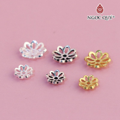 Charm bạc chụp hạt, bọc hạt họa tiết hoa văn - Ngọc Quý Gemstones
