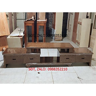 Kệ tivi thông minh gỗ Sồi Nga rút 2 đầu