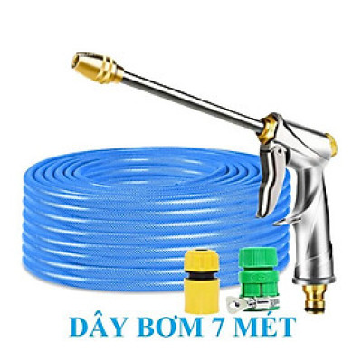 Bộ dây vòi xịt nước rửa xe, tưới cây . tăng áp 3 lần, loại 7m, 10m 206701-2 đầu đồng,cút+ tặng mở chai