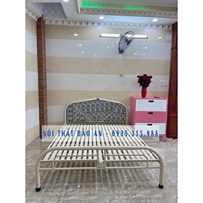 Giường sắt 1m6 x 2m bảo hành 1 năm