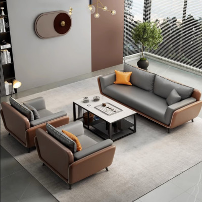 Bộ sofa văn phòng phòng cách Vintage cao cấp Juno Sofa kèm ghế đơn HVPCT-18