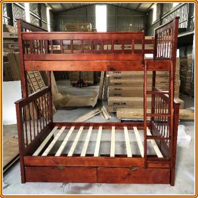 Giường 3 tầng màu nâu Tundo trên 1m dưới 1m2