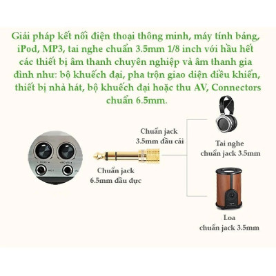 Đầu Jack Chuyển đổi âm thanh từ cổng 3ly sang 6ly 3 ly 6ly, 3li 6li, 3 li 6 li Giắc, Rắc, Rack Hàng Chính Hãng 