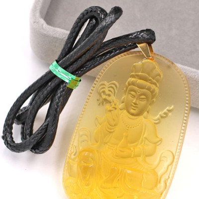 Dây chuyền mặt Phật Quan Âm Bồ Tát - pha lê vàng DEQAFVL2 - kèm hộp nhung