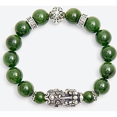 Vòng tay ngọc bích phối tỳ hưu bạc Ngọc Quý Gemstones