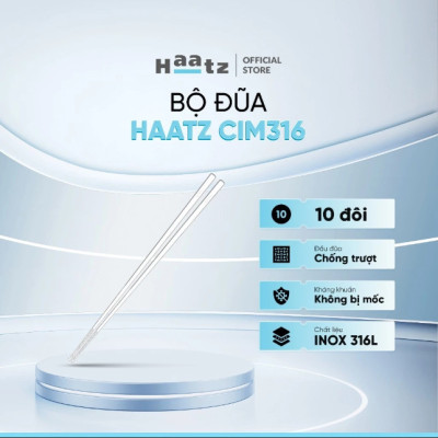 Bộ Đũa inox 10 Đôi Haatz CIM316 - Đũa inox 316L Siêu Bền, An Toàn Cho Sức Khoẻ, Bảo Hành 24 Tháng