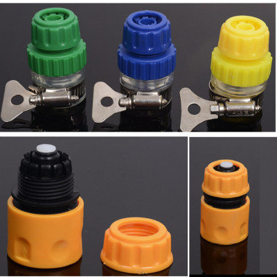 Bộ dây và vòi xịt rửa xe tưới cây tăng áp thông minh 810-2621-1 (dây vàng dẹt-cút nối đen)