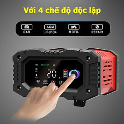 Sạc bình ắc quy FOXSUR 20A 12V/24V (6Ah - 300Ah) sạc bình ô tô xe máy xe tải pin sắt LiFePO4