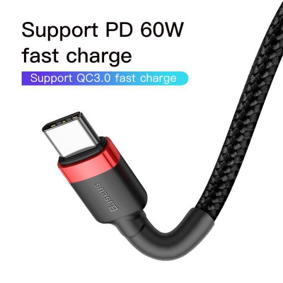 Cáp sạc Baseus 60W USB C sang Type-C cho điện thoại -Hàng Chính Hãng