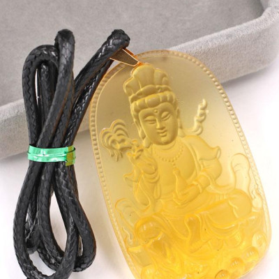 Dây chuyền mặt Phật Quan Âm Bồ Tát - pha lê vàng DEQAFVL2 - kèm hộp nhung