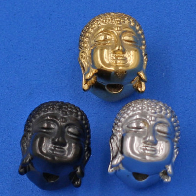 Vòng đeo tay san hô trắng 14 ly cẩn hạt Phật A Di Đà inox đen VSHTNLE14 - hợp mệnh Kim, mệnh Thủy