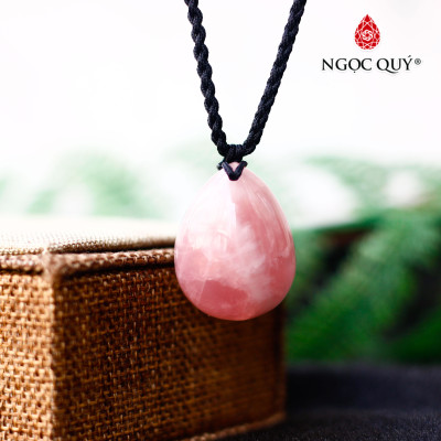 Mặt dây chuyền hình giọt nước thạch anh hồng đậm - Ngọc Quý Gemstones