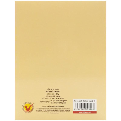 Combo 5 Tập Học Sinh My Best Friend - 4 Ô Ly 48 Trang 120gsm - Fahasa 5341 (Mẫu Bìa Giao Ngẫu Nhiên)