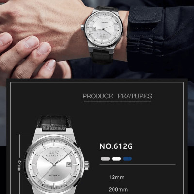 Đồng hồ nam chính hãng IW CARNIVAL IW612G-2 Kính sapphire ,chống xước ,Chống nước 50m ,Bảo hành 24 tháng,Máy cơ (Automatic),dây kim loại 316L không gỉ, thiết kế đơn giản dễ đeo