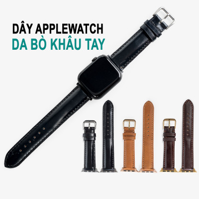 Dây đồng hồ dành cho AW Da bò thật khâu tay thủ công cao cấp  D106
