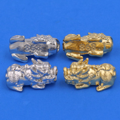 Chuỗi tay đá Mắt Hổ Vàng Đen 14 ly mix Tỳ Hưu inox bạc VMHVETHHBT14 - hợp mệnh Thổ, mệnh Kim - Vòng đeo tay size lớn