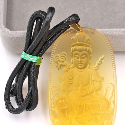 Dây chuyền mặt Phật Quan Âm Bồ Tát - pha lê vàng DEQAFVL2 - kèm hộp nhung