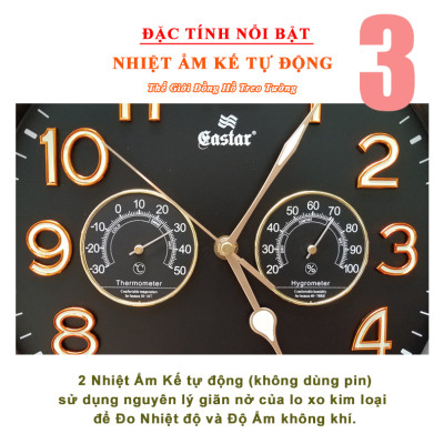 Đồng Hồ EASTAR KIM TRÔI SỐ NỔI 3D Có DẠ QUANG và NHIỆT ẨM KẾ CƠ (Không Dùng Pin) - Màu Trắng - Tặng Pin Maxell