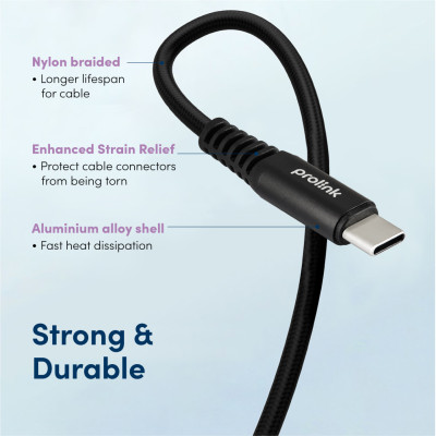 Dây sạc type C To C PROLiNK GCC_100_01 dài 2M, sạc siêu nhanh 100W, dành cho iPad, Macbook, Laptop, Samsung - Hàng chính hãng