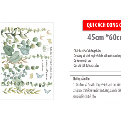 Sticker Giấy Dán Tường Decal Dán tường Mẫu Hoa Lá Cực Xinh ZH006