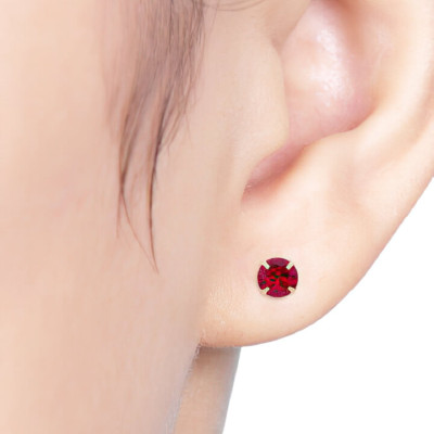 14K Gold Post Earrings Red - MOON Jewelry