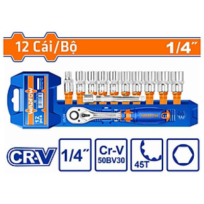 BỘ 12 ĐẦU
TUÝP1/2" RA ĐẦU VÍT LỤ GIÁC, SAO WST1412 WADFOW - HÀNG CHÍNH HÃNG