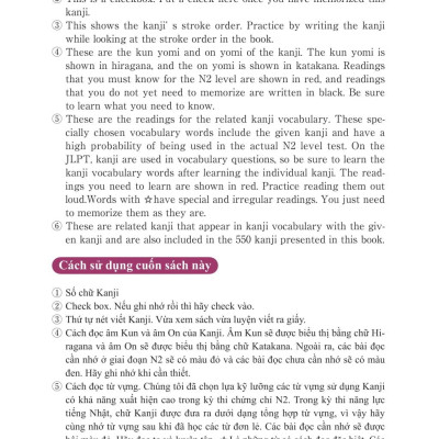 Sách - Kỳ Thi Năng Lực Nhật Ngữ - Sổ Tay Hán Tự N2 - 550
