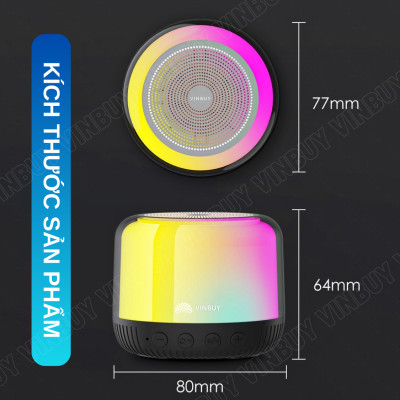 Loa bluetooth mini không dây wireless TWS HiFi loa nghe nhạc âm trầm bass mạnh có đèn RGB đổi màu theo nhạc, hỗ trợ thẻ nhớ - Hàng chính hãng VinBuy