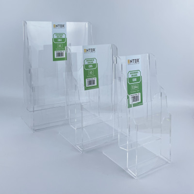 Khay đựng giấy, Hộc đựng tờ rơi, Kệ mica nhiều giấy 2 ngăn Enter C05 150x210mm A5 đứng 2mm