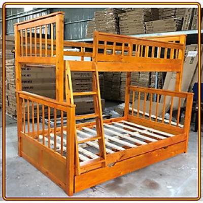 Giường 3 tầng màu vàng Tundo trên 1m dưới 1m2