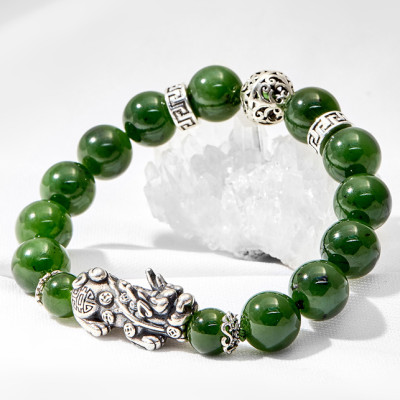 Vòng tay ngọc bích phối tỳ hưu bạc Ngọc Quý Gemstones