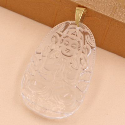 Mặt dây chuyền phật Thiên Thủ Thiên Nhãn thủy tinh trong 3.6cm MFBTT8 - phật bản mệnh tuổi Tý - Mặt size nhỏ