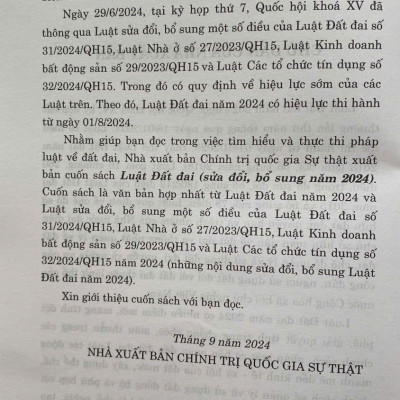Luật Đất Đai ( Sửa đổi, bổ sung năm 2024)
