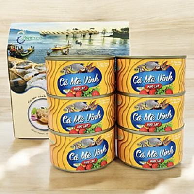 Thùng (06 hộp) Cá Mè Vinh kho lạt (210gr) - Antesco - Cá kho đóng hộp 210 gram, thực phẩm đóng hộp ăn liền (Đặc sản miền tây)