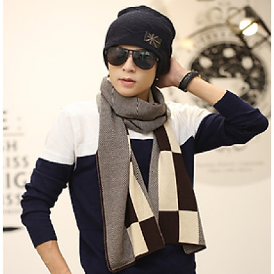 Khăn choàng nam cao cấp thời trang Hàn Quốc màu  sọc nâu dn19121529