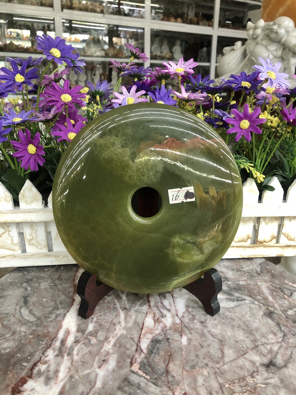 Đồng điếu (đồng tiền ) phong thủy đá ngọc Onyx - Đường kính 16 cm