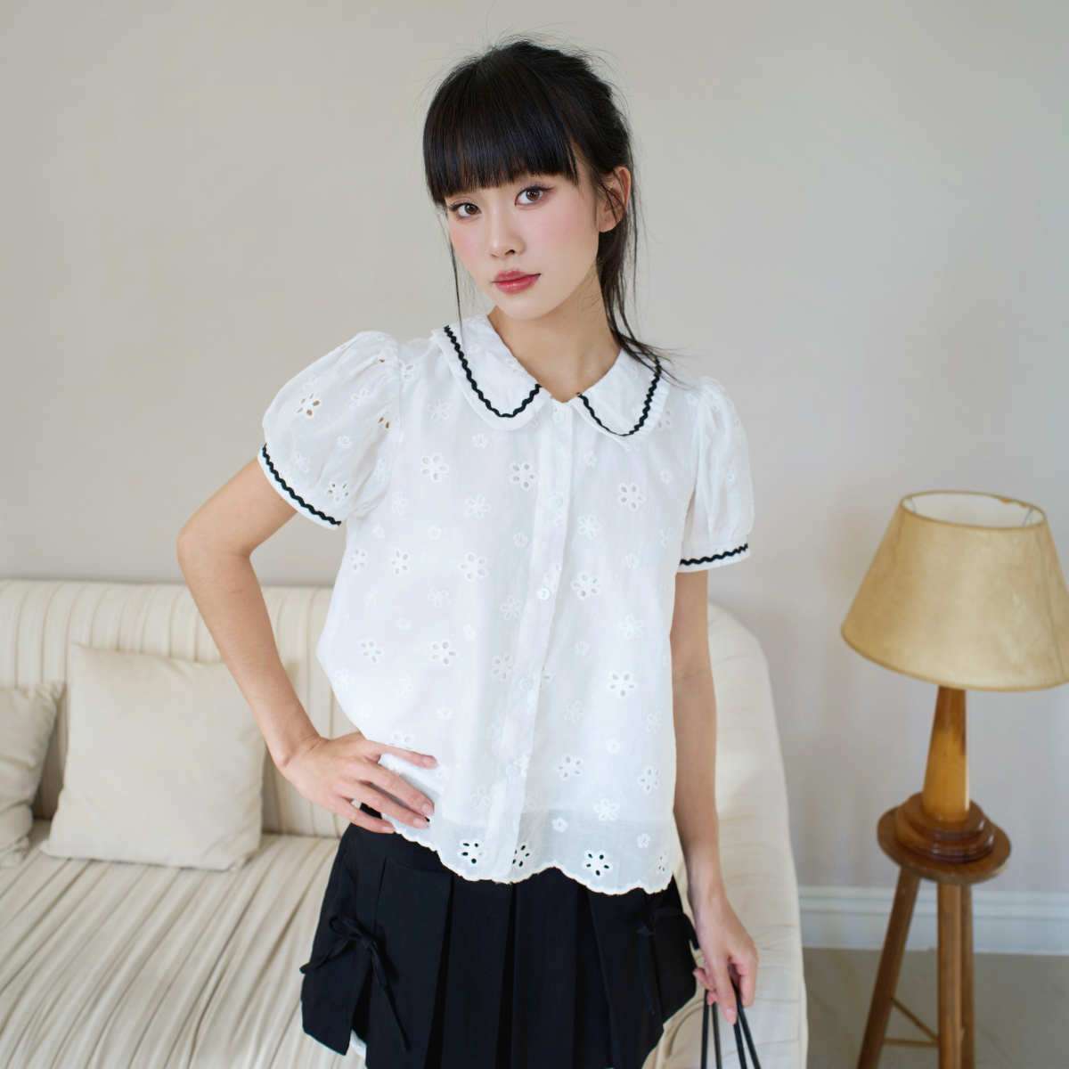 Áo sơ mi kiểu tay phồng dễ thương nữ tính dành cho nữ Ainee Miều Est.2013