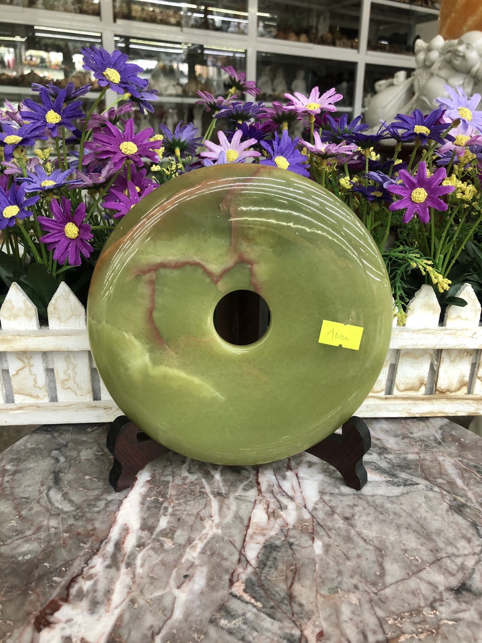 Đồng điếu (đồng tiền ) phong thủy đá ngọc Onyx - Đường kính 16 cm