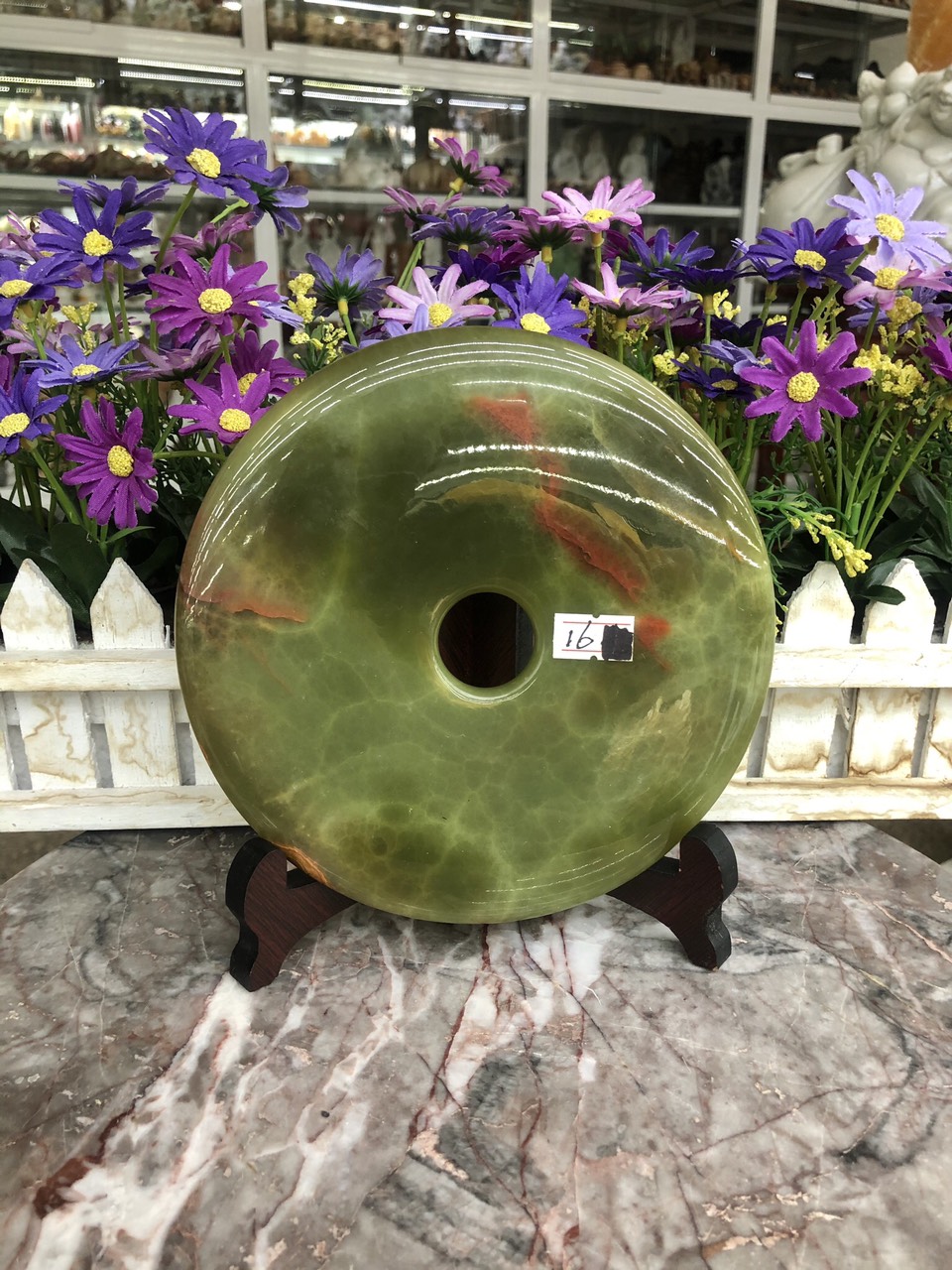 Đồng điếu (đồng tiền ) phong thủy đá ngọc Onyx - Đường kính 16 cm